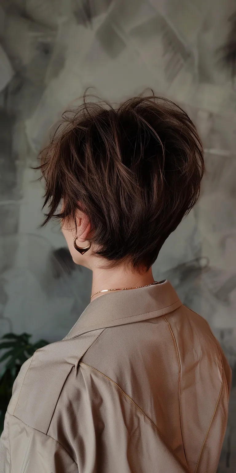 short choppy hairstyles Asymmetric cut, Updo, Layered hair, Chignon, Japanese women's