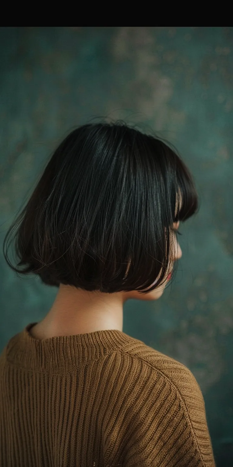 haircuts with bangs Bob cut, Japanese women's hairstyles, Asymmetric Butterfly haircut, Short brush cut