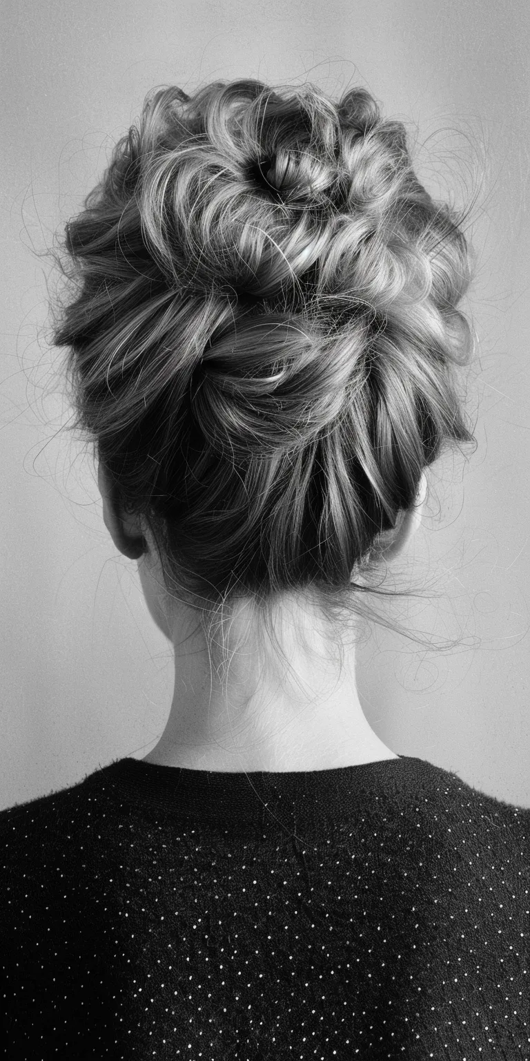 1980 hairstyles Chignon, Updo, Ballerina bun, French twist, Layered hair