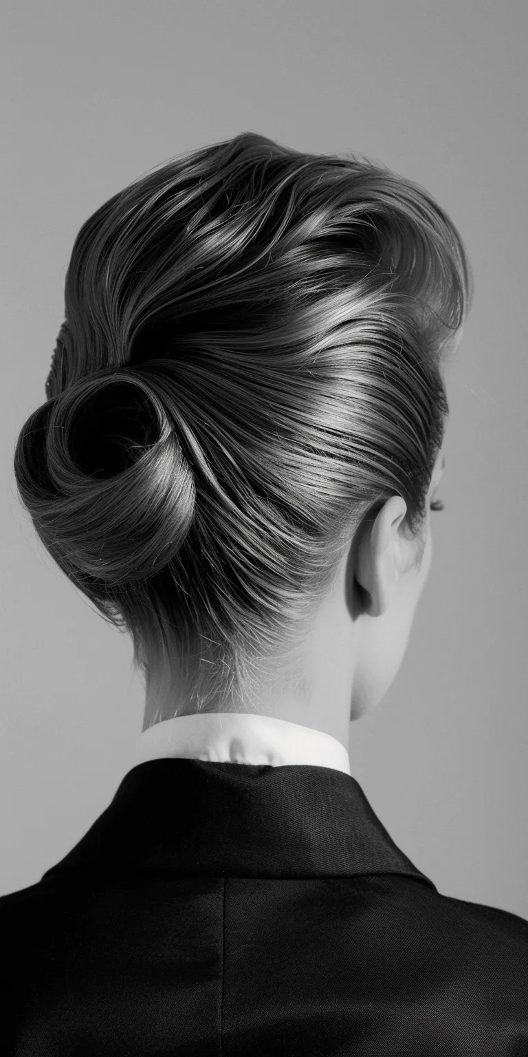 slick back hairstyle Chignon, Updo, Ballerina bun, French twist, Pompadour