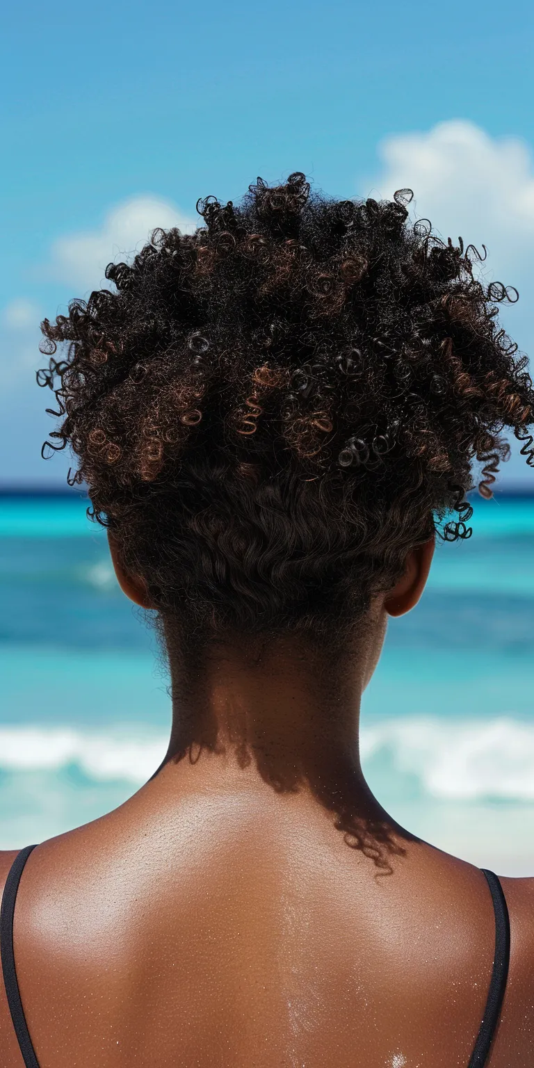 beach hairstyles Kinky hair, Afro puffs, Digital perm, Jheri curl, Ringlets