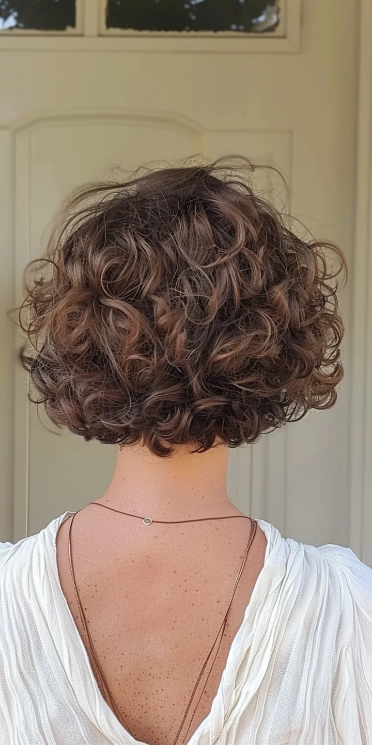 short curly hair styles Digital perm, Updo, Asymmetric cut, Milkmaid braid, Layered