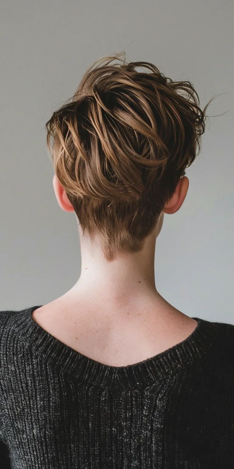 short hairstyles for fat faces and double chins Asymmetric cut, Short brush Updo, Chignon, Pixie cut