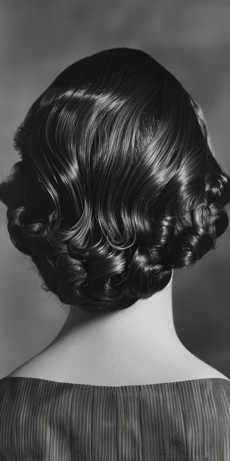 1930s hairstyles Finger wave, Chignon, Milkmaid braid, Updo, French twist