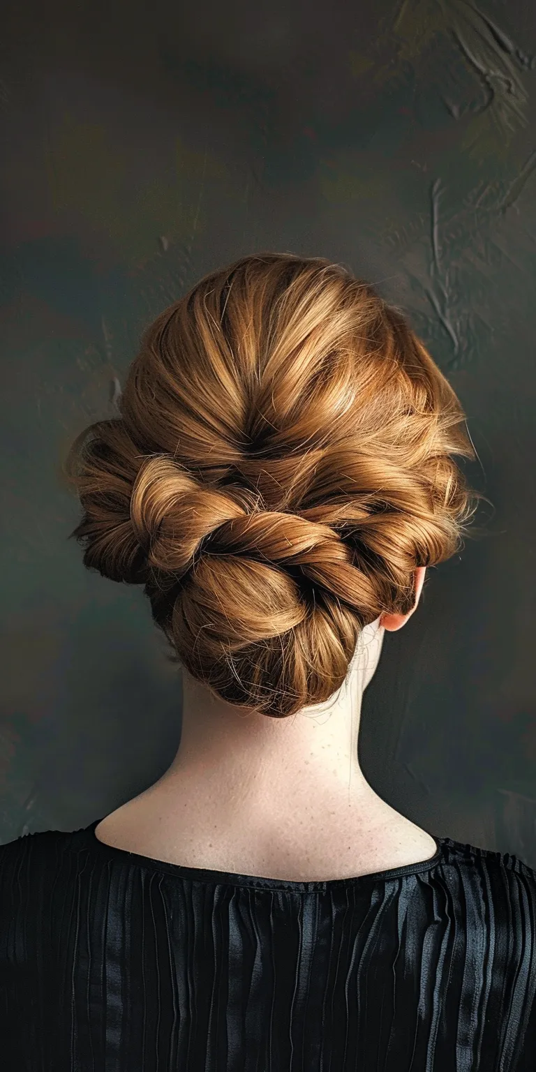 hair bun styles Chignon, Updo, French braid, Milkmaid twist