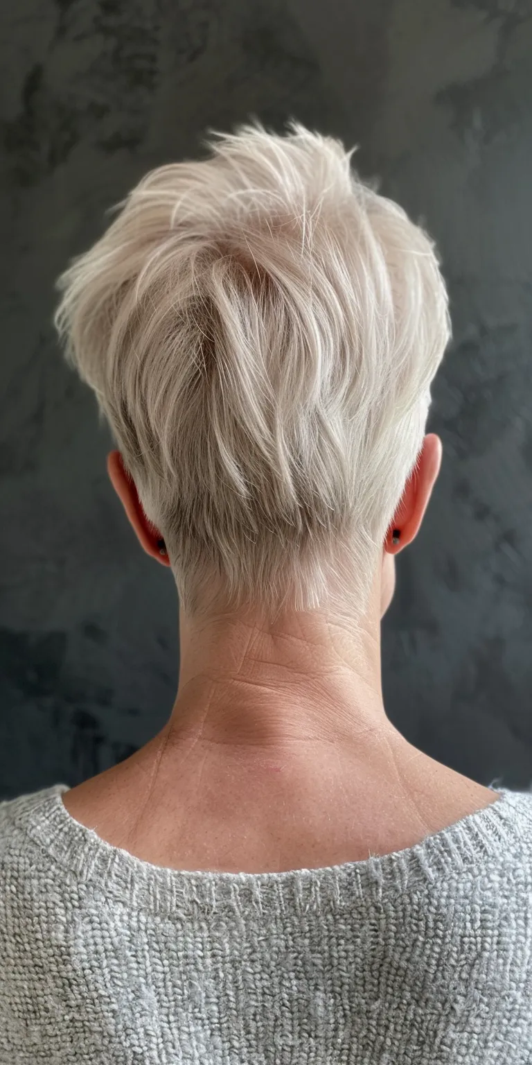 short hairstyles for older women Asymmetric cut, Short brush Digital perm, Pompadour, Pixie cut