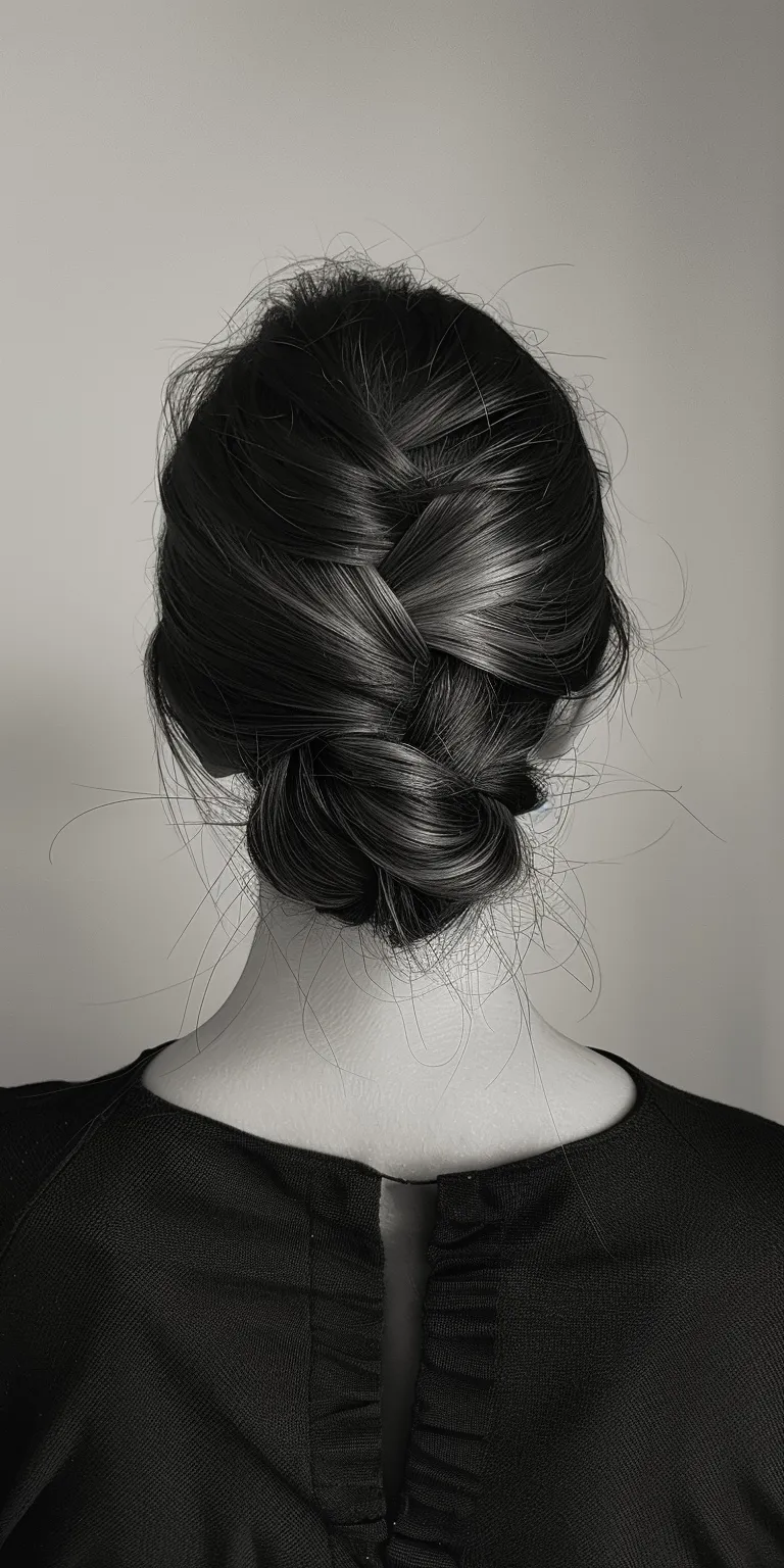 hairdo simple Chignon, French braid, twist, Milkmaid Updo