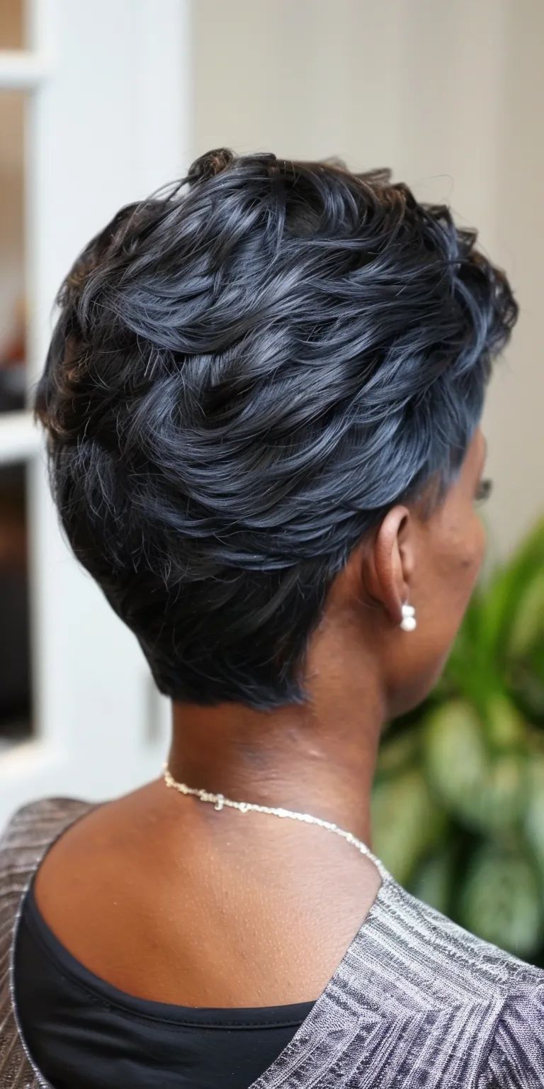 short weave hairstyles French twist, Finger wave, Asymmetric cut, Waterfall braids, Chignon