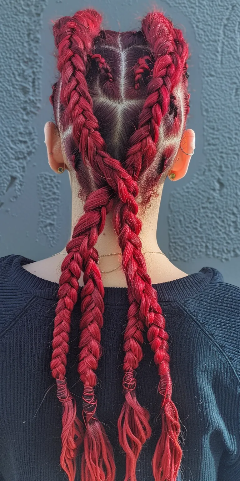 red knotless braids Waterfall braids, French braid, Braid, twist, Boho