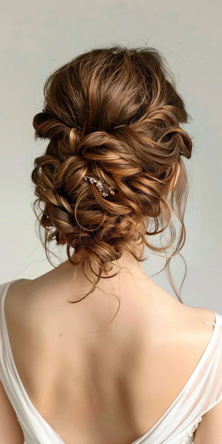 bridesmaid hairstyles Updo, Chignon, Waterfall braids, French twist, Milkmaid braid