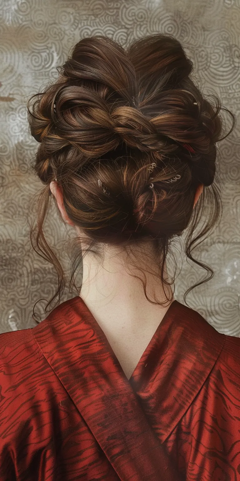 samurai hairstyle Updo, Chignon, Milkmaid braid, French twist, Historical Christian hairstyles