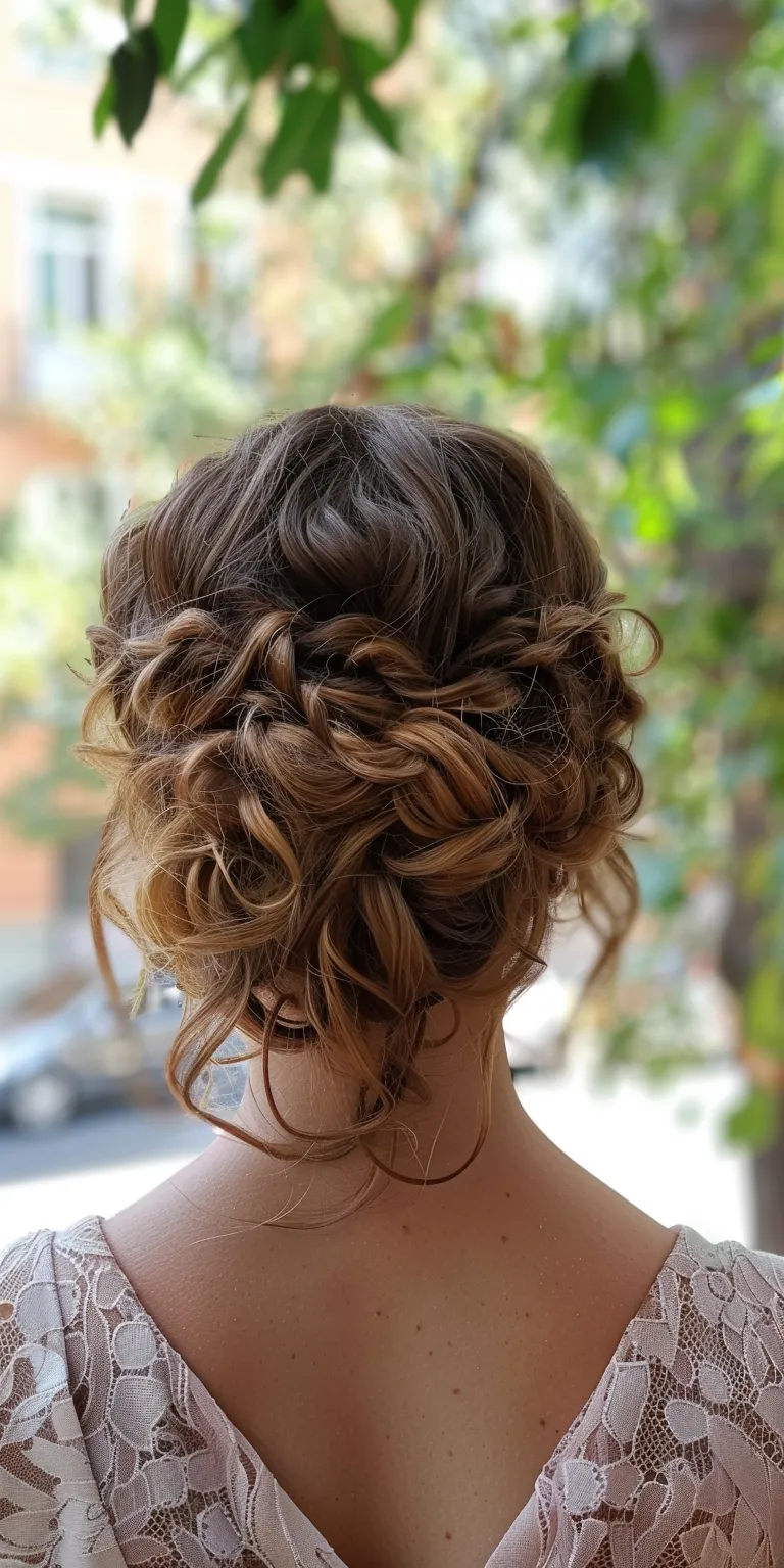 natural curly hairstyles Updo, Waterfall braids, Milkmaid braid, Chignon, French twist