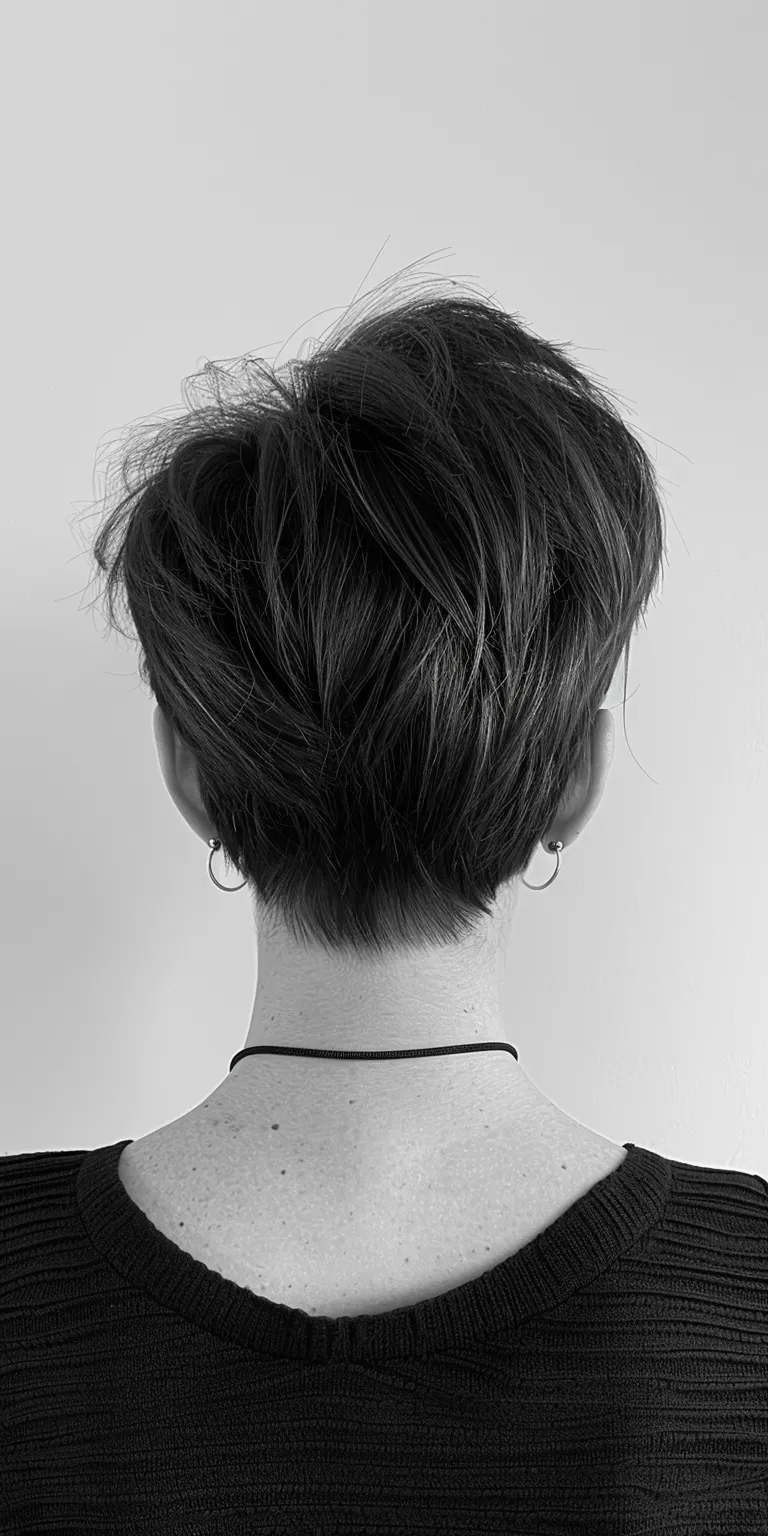 short hairstyles Asymmetric cut, Short brush Pixie Chignon, back and sides