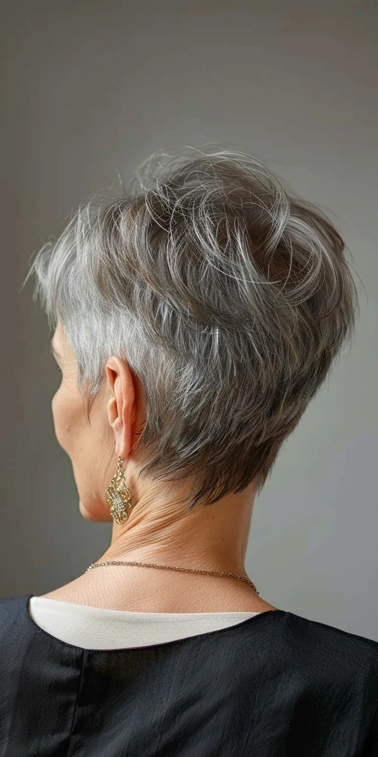 short hairstyles for women over 70 Asymmetric cut, Pompadour, Short brush Digital perm, Pixie cut