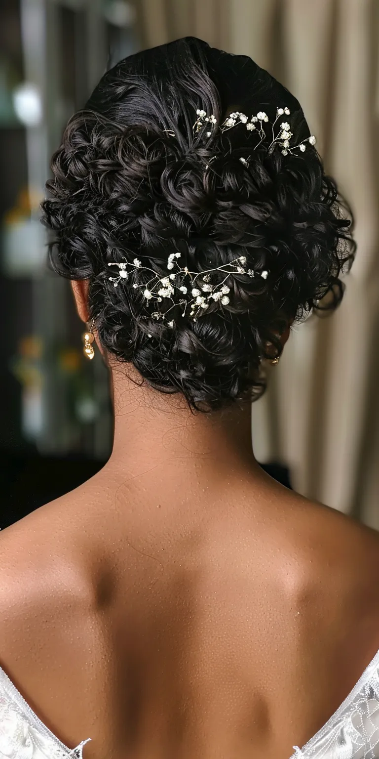 wedding hairstyles for bridesmaids Updo, Chignon, Digital perm, Kinky hair, Feathered hair