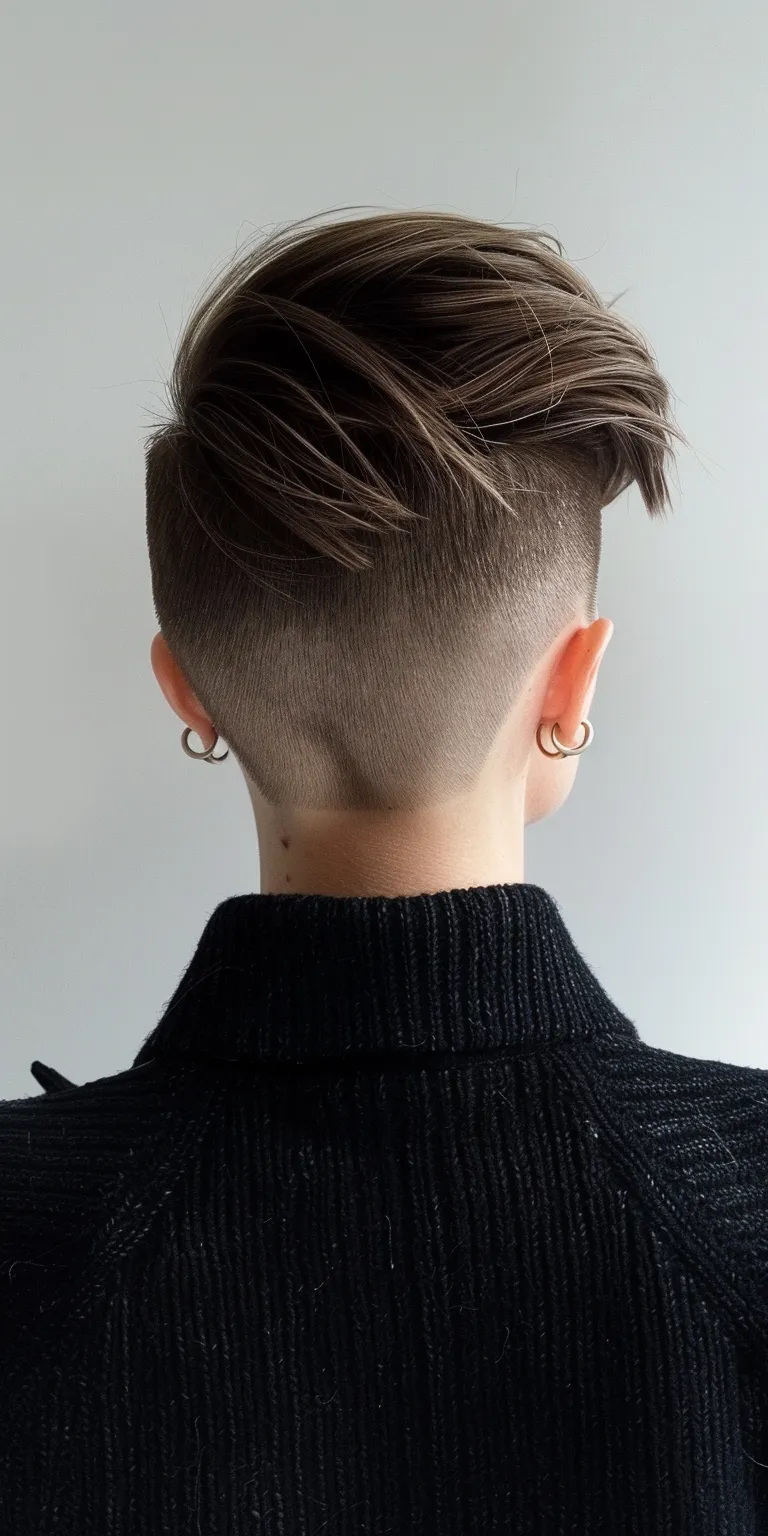 undercut hair styles Asymmetric cut, Short brush Pompadour, Professional back and sides