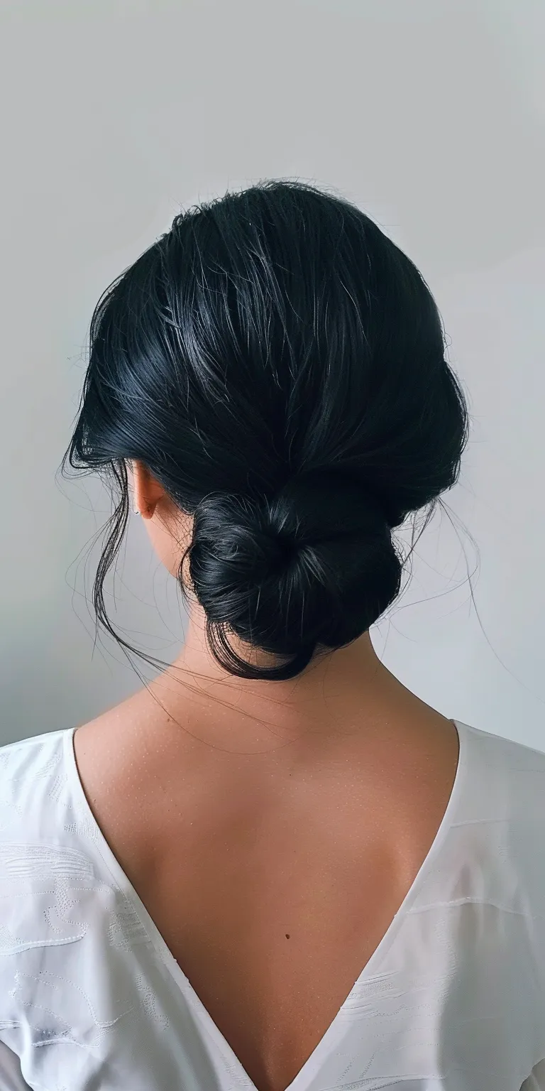 low bun hairstyles Updo, French twist, Chignon, Waterfall braids, braid