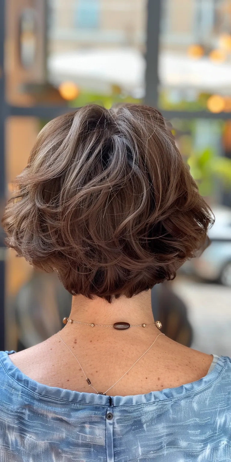 lisa rinna hairstyles Digital perm, Short brush cut, Butterfly haircut, Asymmetric Bob cut