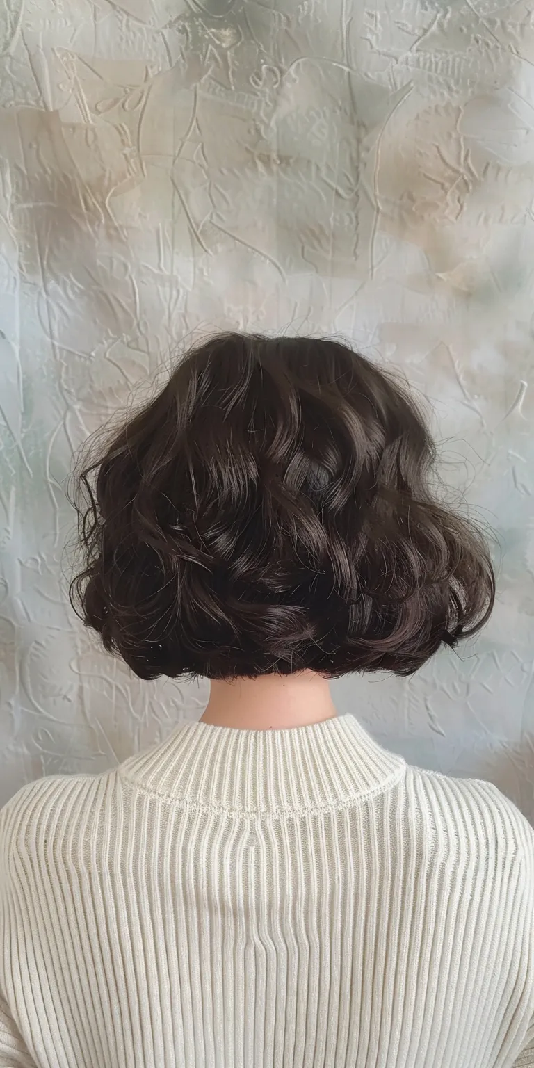 short curly bob Digital perm, Asymmetric cut, Finger wave, Milkmaid braid, Updo