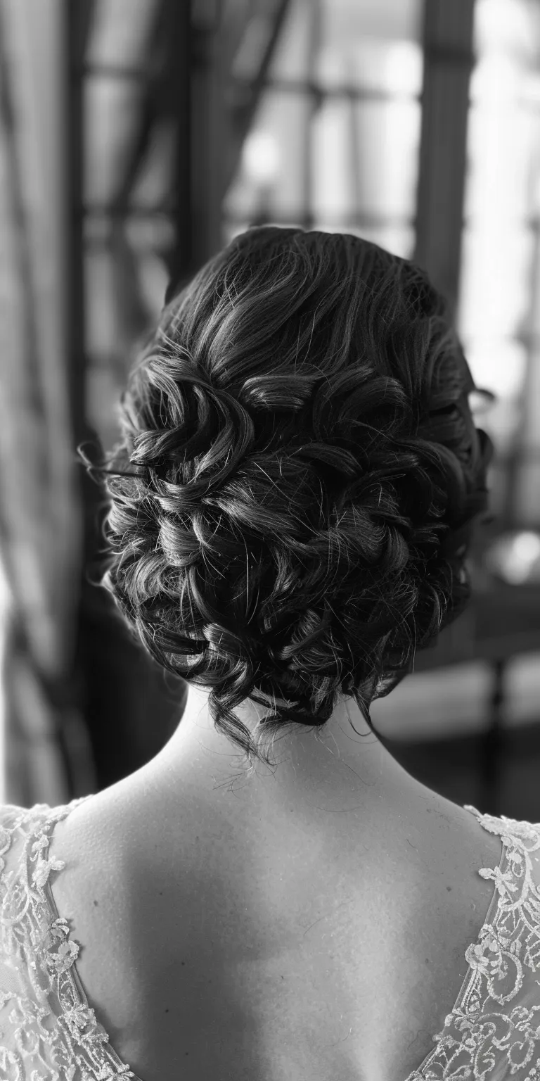 short hair wedding styles Updo, Chignon, Milkmaid braid, Finger wave, Waterfall braids