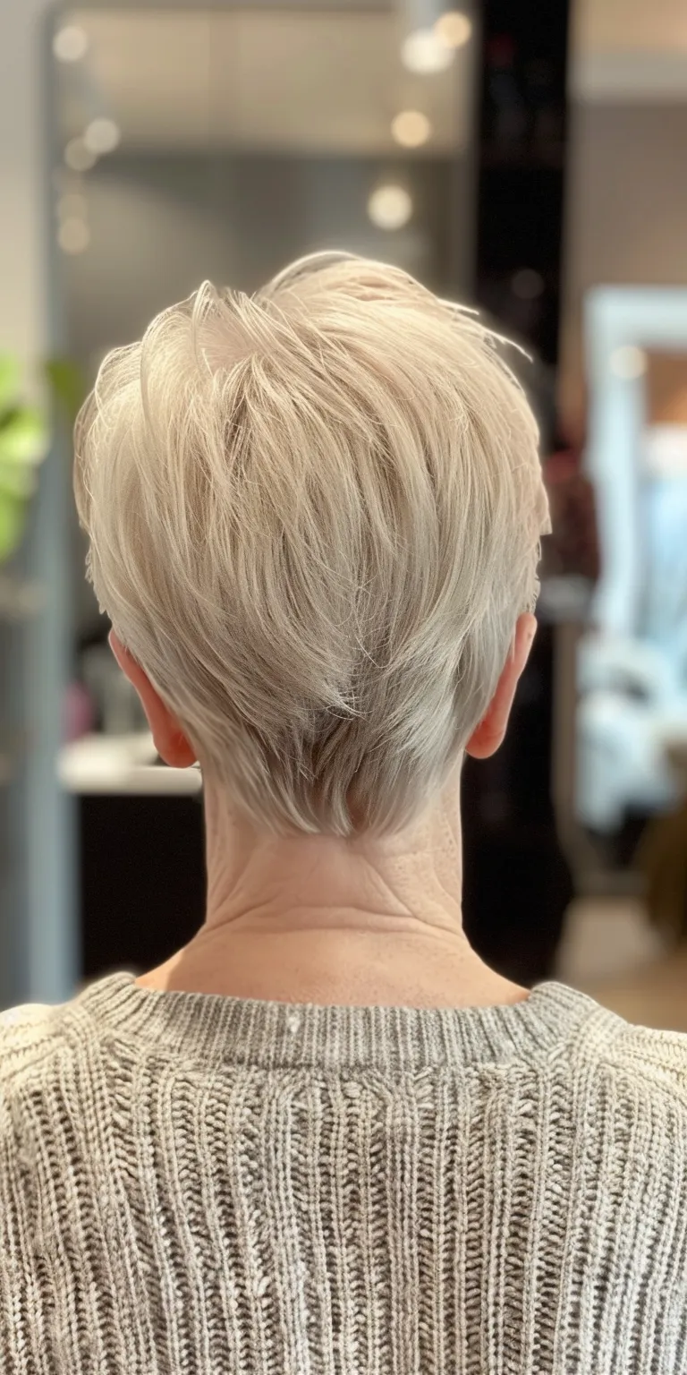 short hair styles for older women Asymmetric cut, Short brush Pixie Professional Digital perm