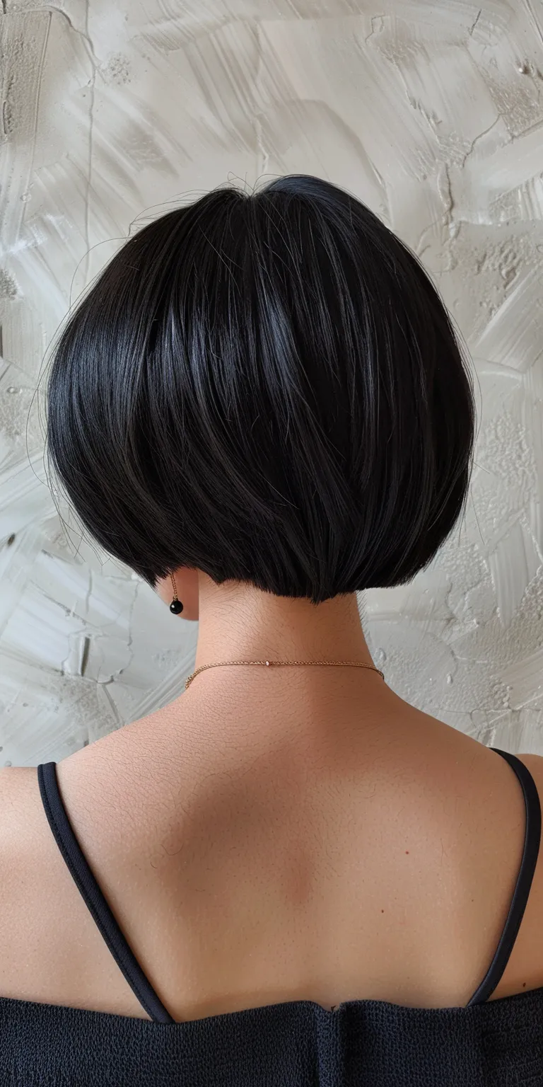 short black hairstyles Asymmetric cut, Bob Short brush Pixie Japanese women's