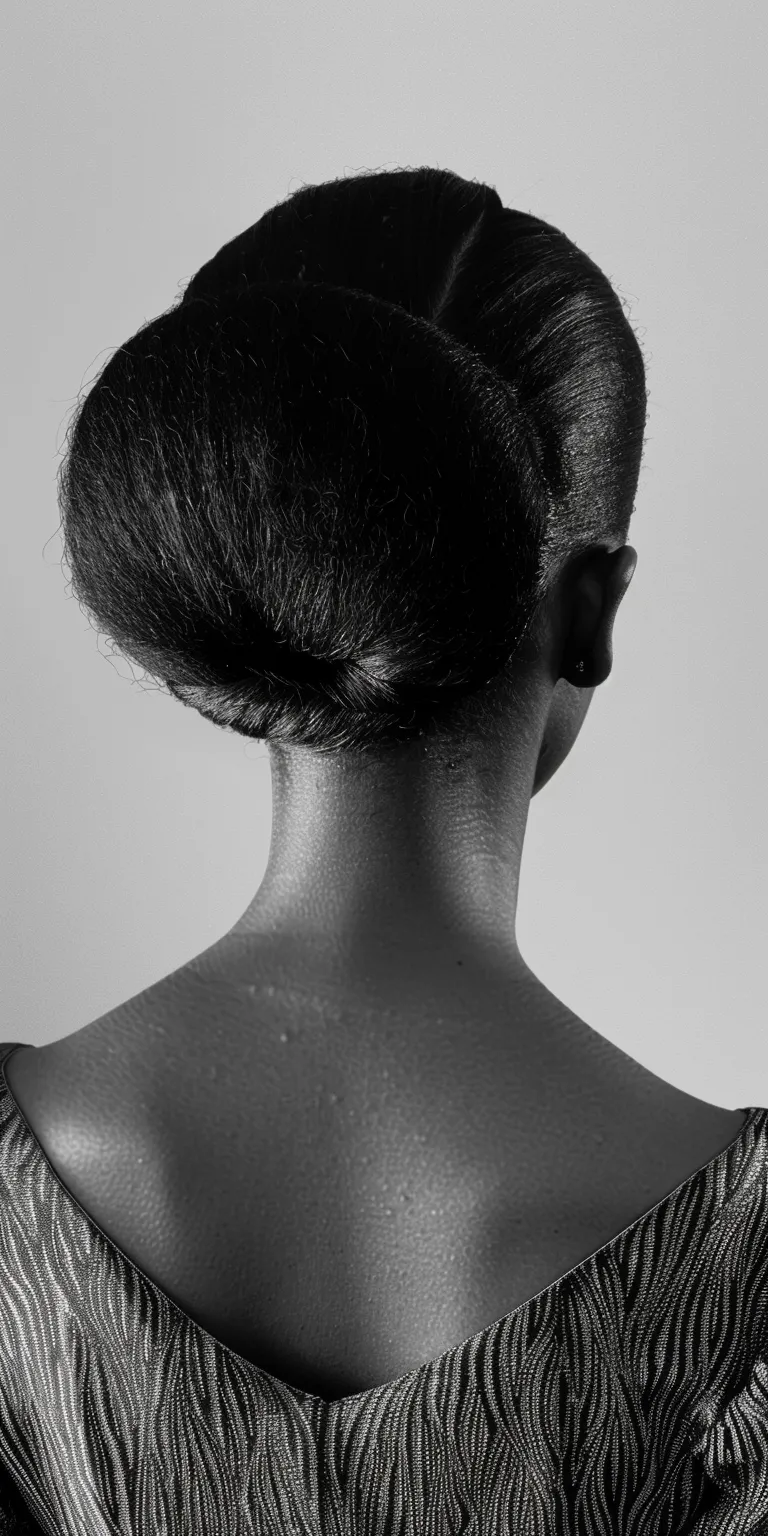 slick back bun Chignon, Finger wave, Updo, French twist, Asymmetric cut