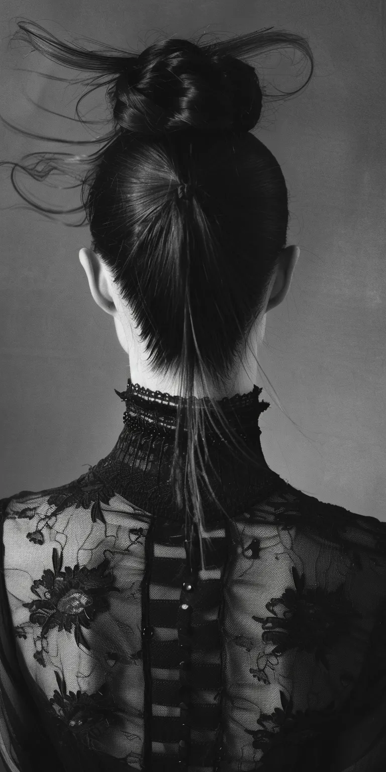 goth hairstyles Chignon, Japanese women's hairstyles, Updo, Asymmetric cut, Tonsure