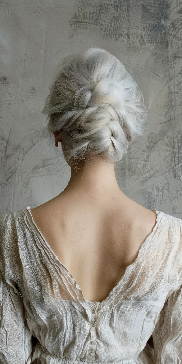 texture powder Chignon, Updo, French braid, Milkmaid Waterfall braids