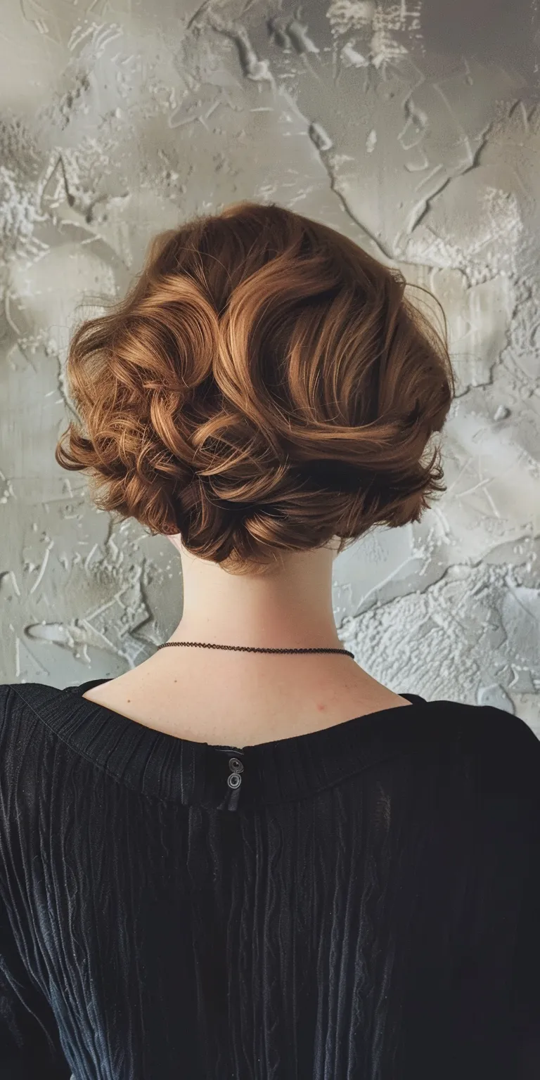 90s hair style Updo, Milkmaid braid, Finger wave, Chignon, Digital perm