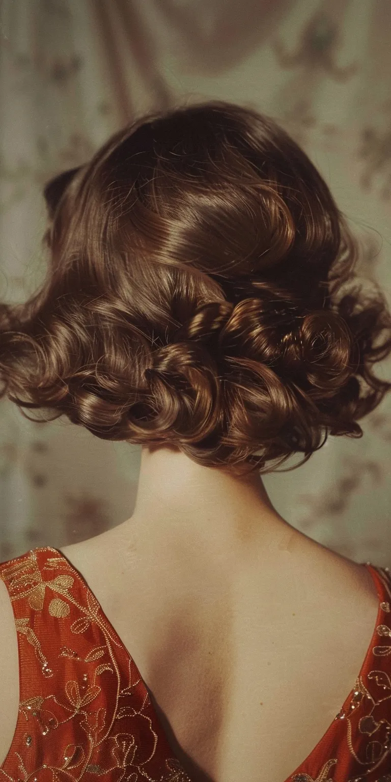 70s hairstyles women Milkmaid braid, Finger wave, Updo, Chignon, Historical Christian