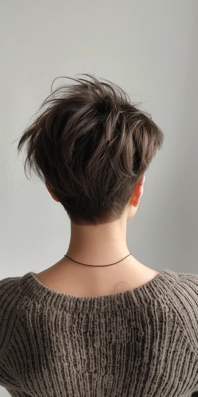 pixie haircuts Asymmetric cut, Chignon, Short brush Layered hair, Updo