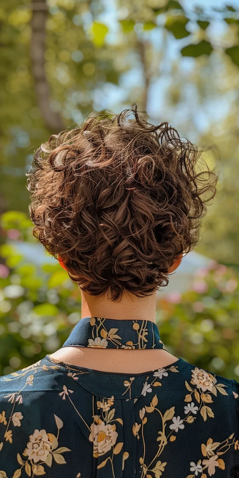 short haircuts for curly hair Digital perm, Updo, Curly hair, Butterfly haircut, Asymmetric cut