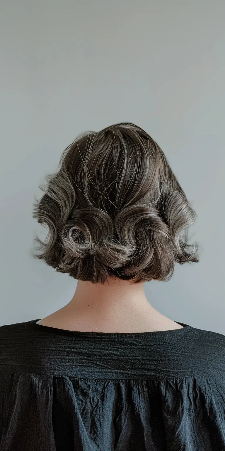 hair style for ladies Finger wave, Digital perm, Milkmaid braid, Updo, Chignon