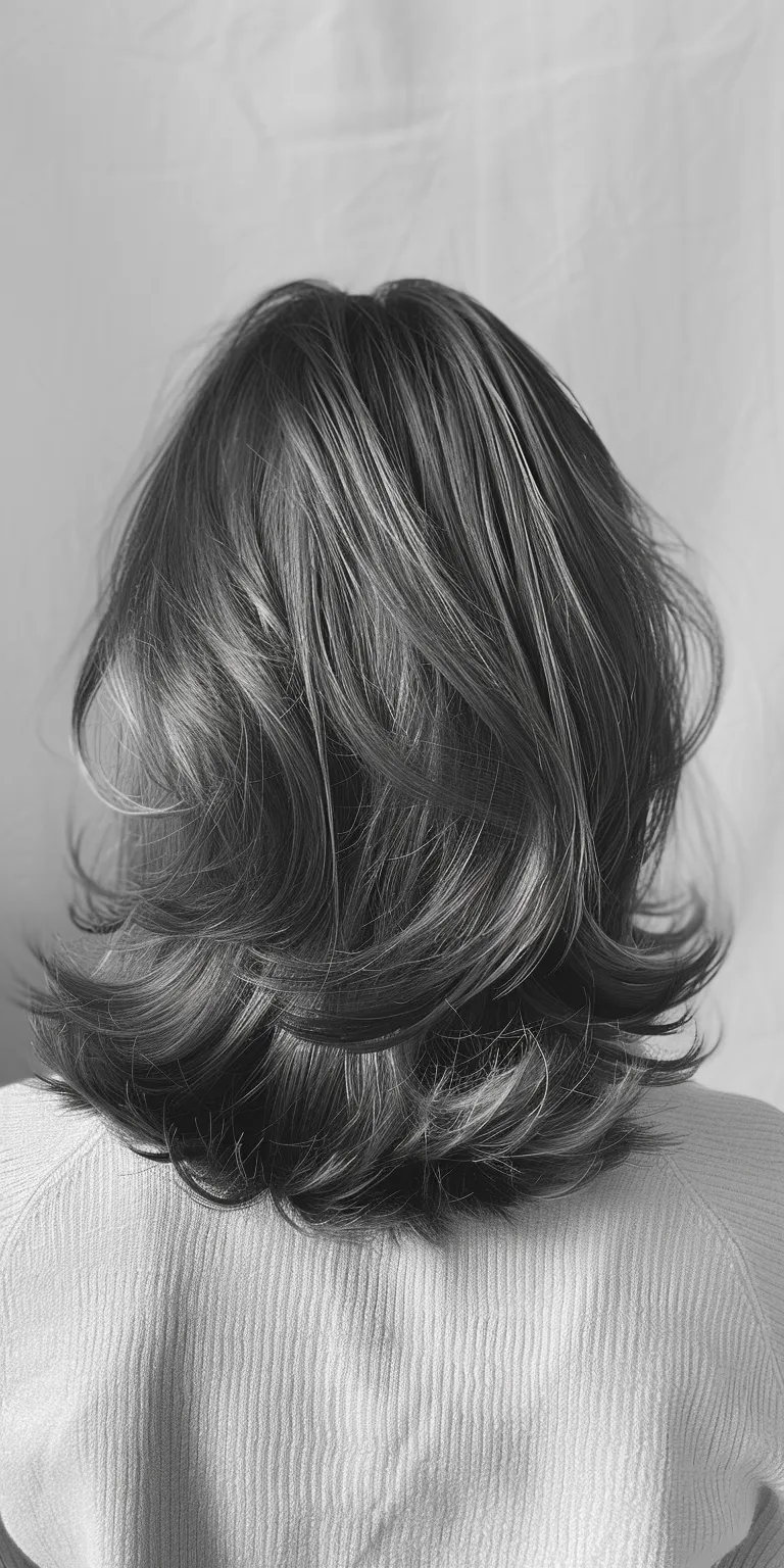 below shoulder length haircuts Layered hair, Asymmetric cut, Chignon, Ringlets, Feathered hair