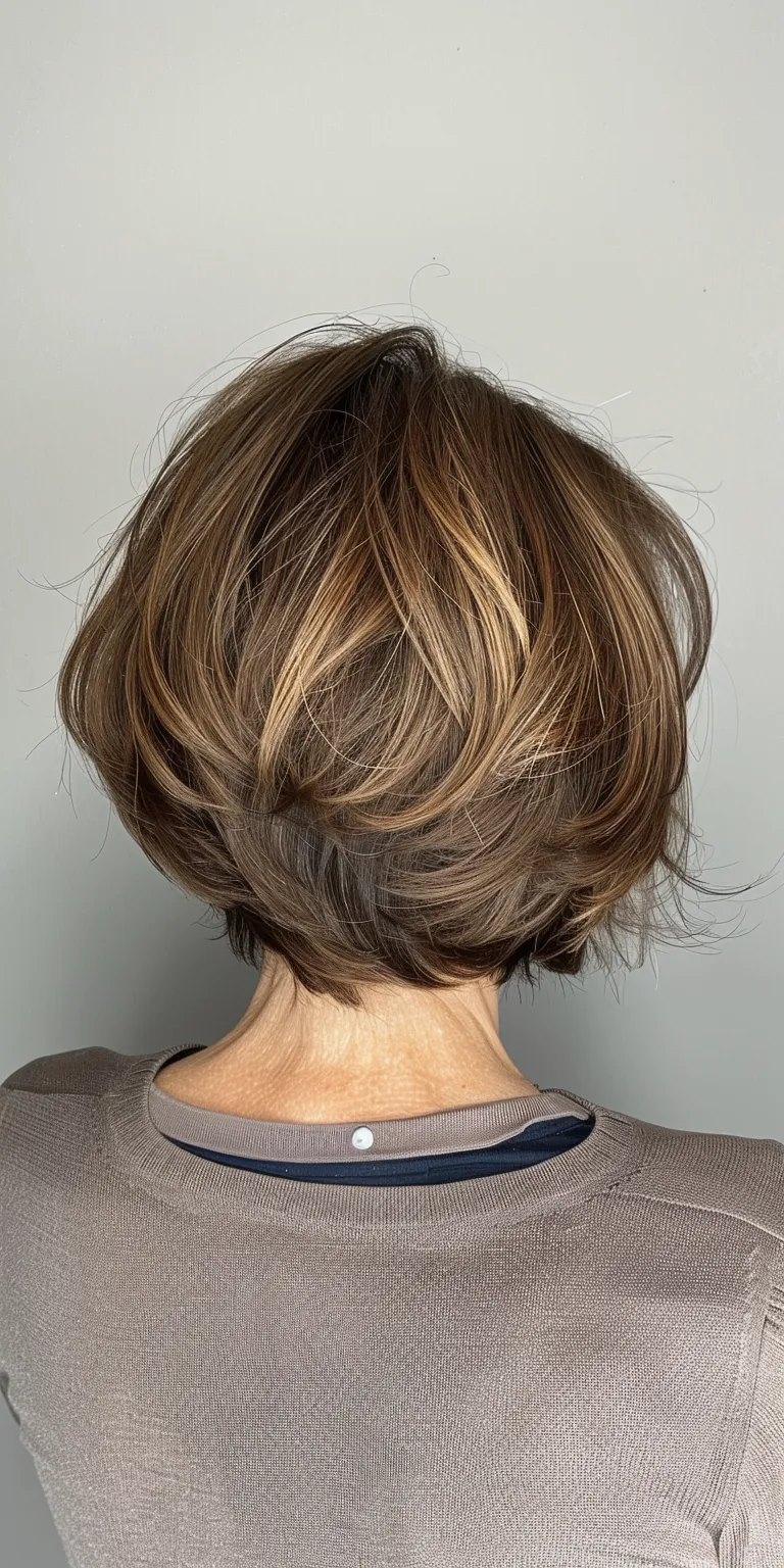 hair styles over 50 Asymmetric cut, Short brush Chignon, Digital perm, French twist