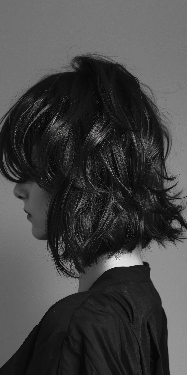 shaggy bob with bangs Bob cut, Asymmetric Layered hair, Butterfly haircut, Japanese women's hairstyles