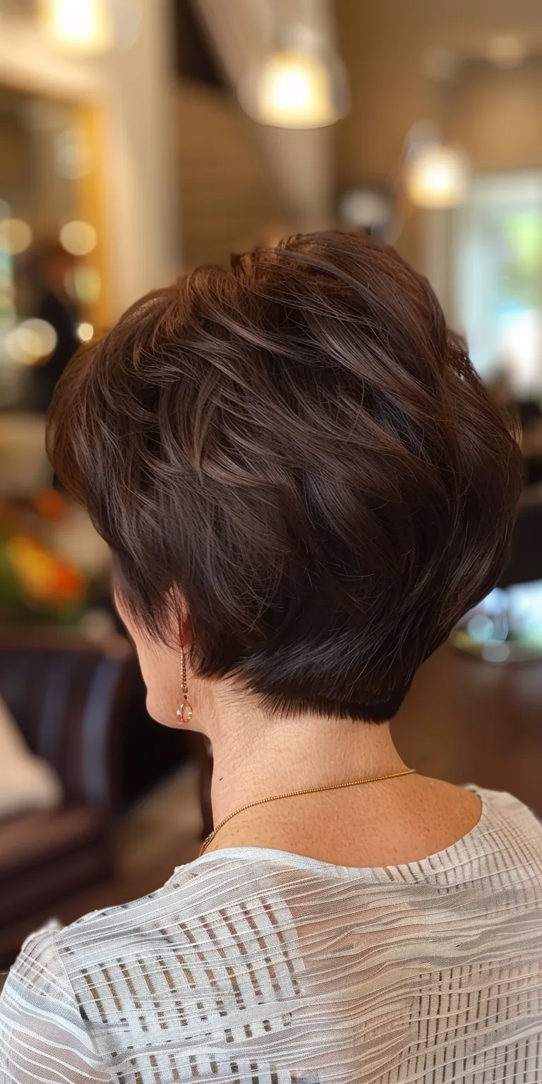 short layered haircuts for women Asymmetric cut, Short brush Digital perm, Pixie Professional cut