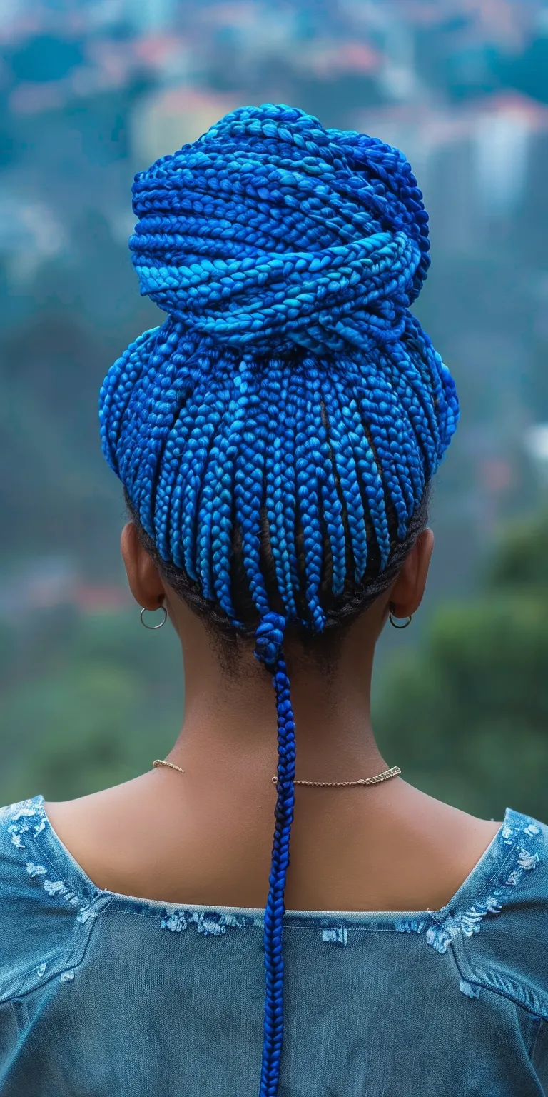 blue box braids Hair twists, French twist, Waterfall braids, Crochet Updo