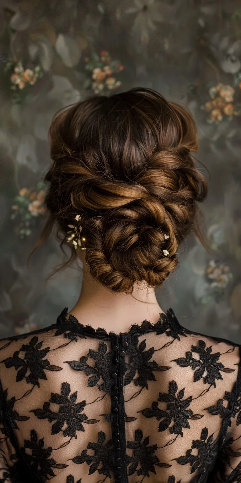 bee hive hair style Updo, Milkmaid braid, Chignon, French twist