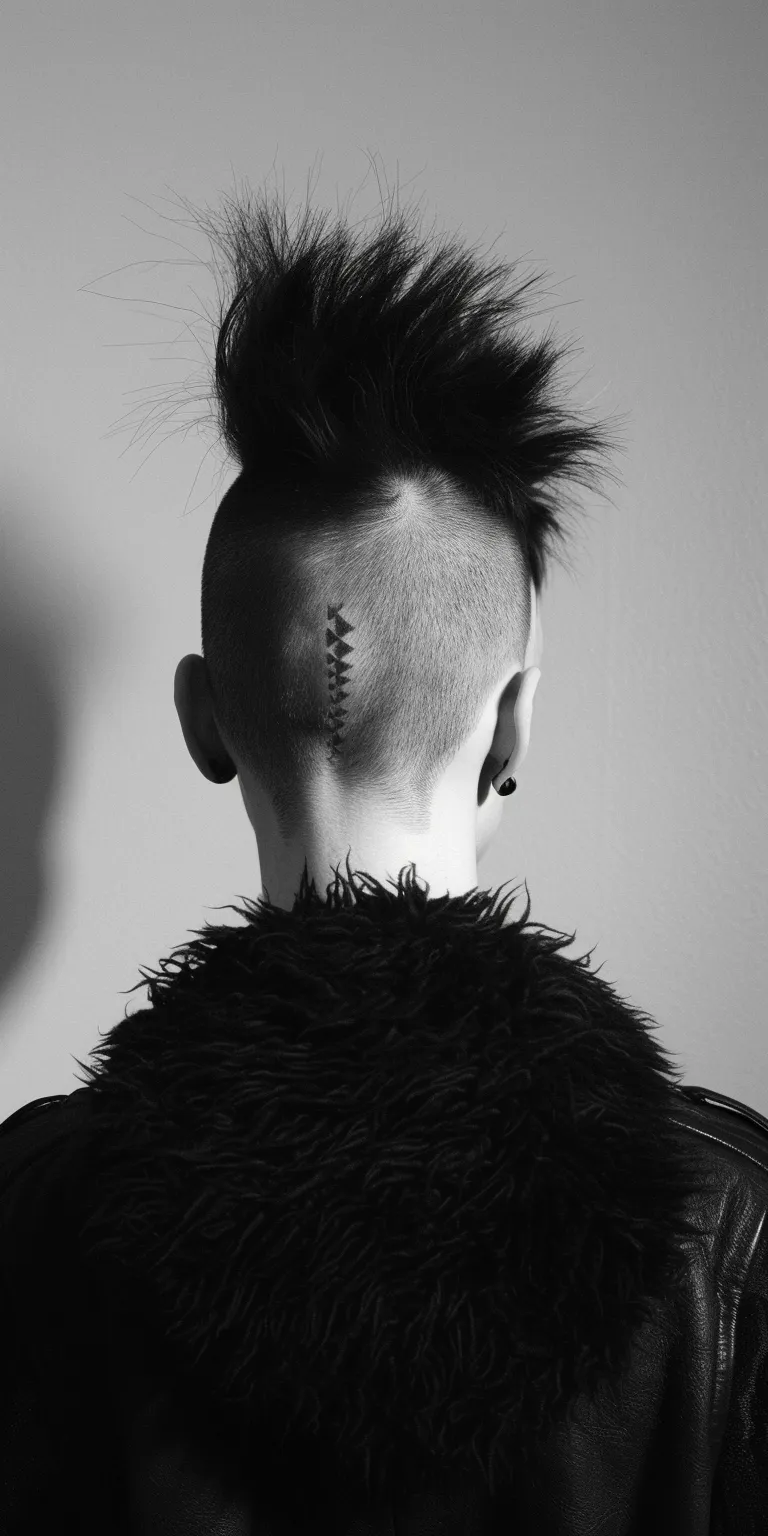 punk hairstyle Mohawk, Pompadour, Tonsure, Butterfly haircut, Asymmetric cut