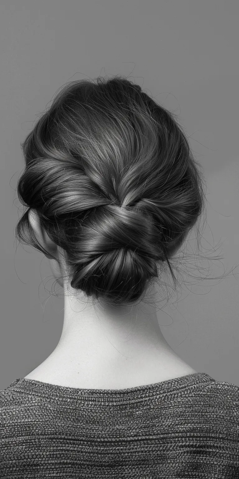 simple hair styles Chignon, Updo, French twist, Milkmaid braid, braid