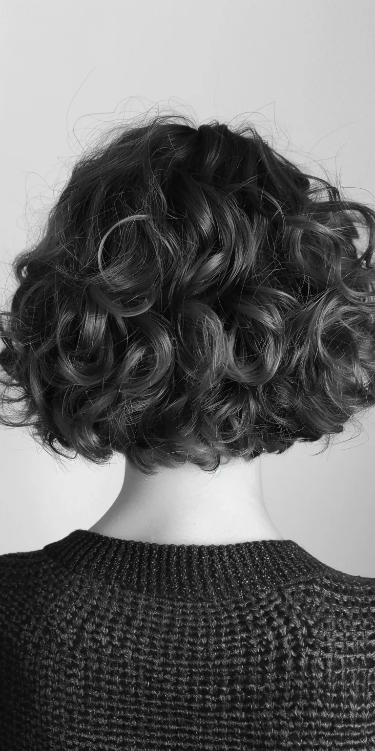 short curly bob Asymmetric cut, Digital perm, Ringlets, Japanese women's hairstyles, Chignon