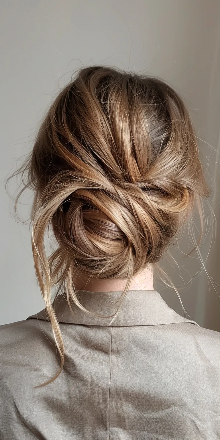 jennifer aniston hair styles Chignon, Updo, French twist, braid, Layered