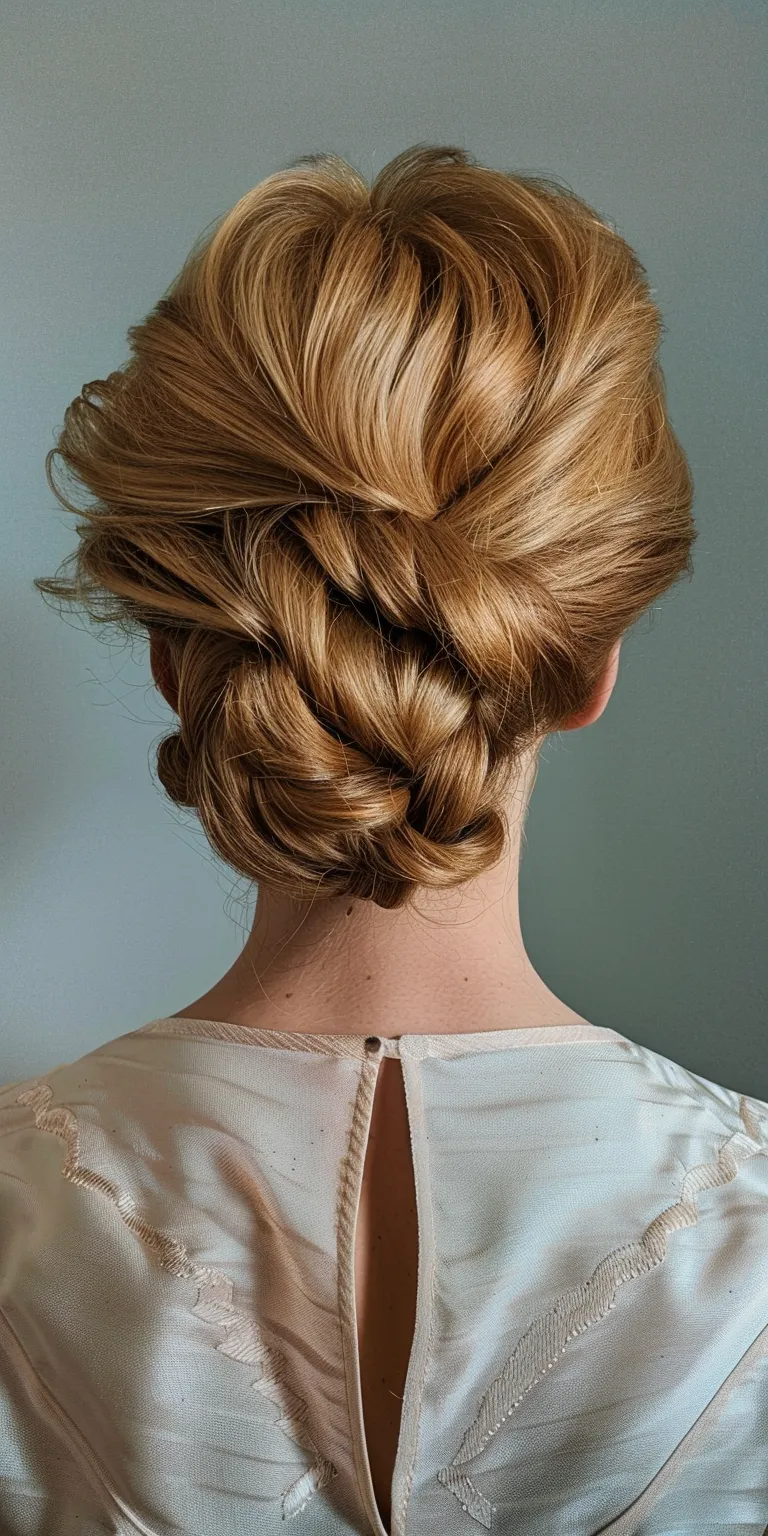 60's hairstyles Chignon, French braid, twist, Milkmaid Updo