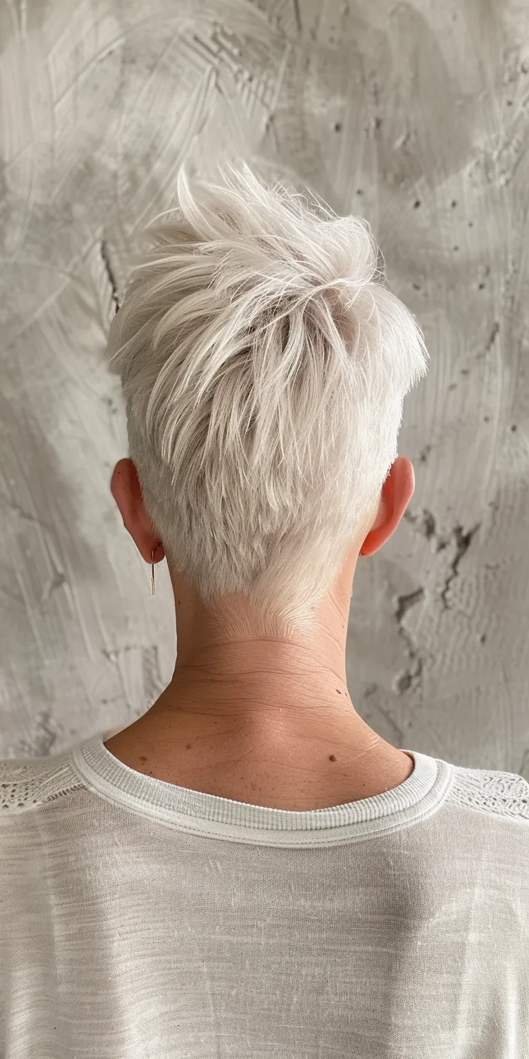 short pixie haircuts for women over 60 Asymmetric cut, Short brush Digital perm, Professional Tonsure