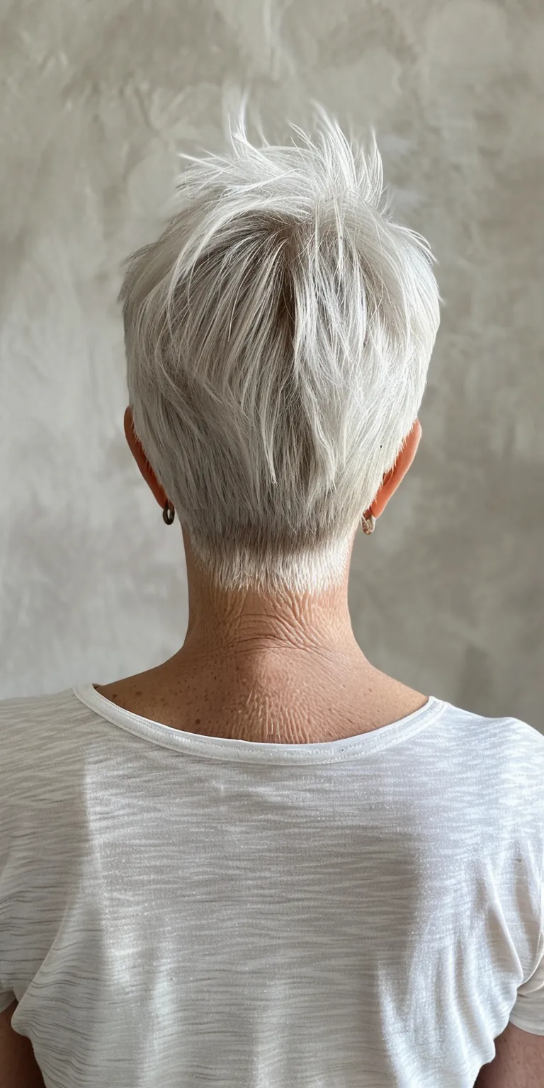 short hair styles for older women Asymmetric cut, Short brush Tonsure, Pompadour, back and sides