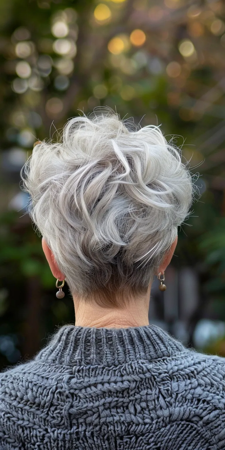 old lady hairstyles Asymmetric cut, Layered hair, Feathered Pompadour, Updo