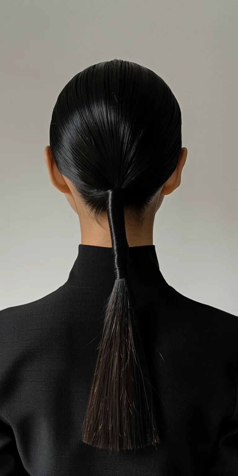 sleek ponytail Asymmetric cut, French twist, Japanese women's hairstyles, Chignon, Tonsure