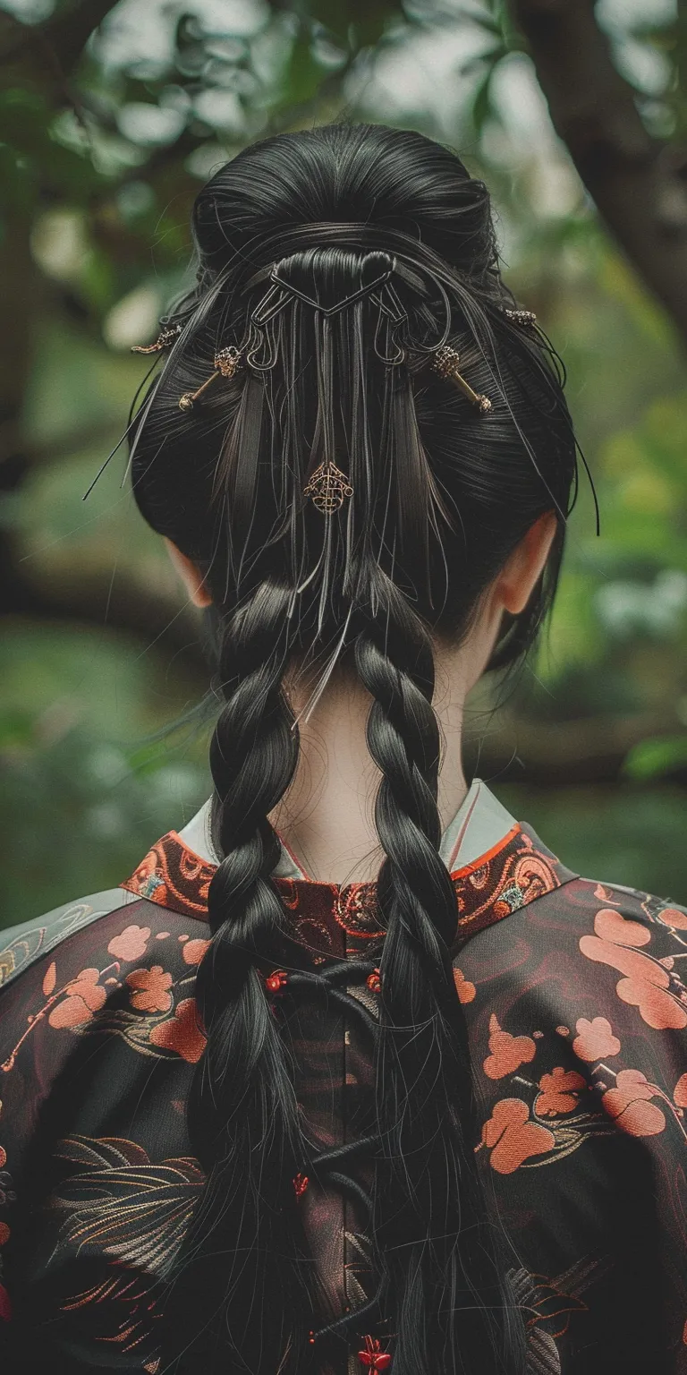 samurai hairstyle Japanese women's hairstyles, Boho braids, Waterfall Braid, Historical Christian hairstyles